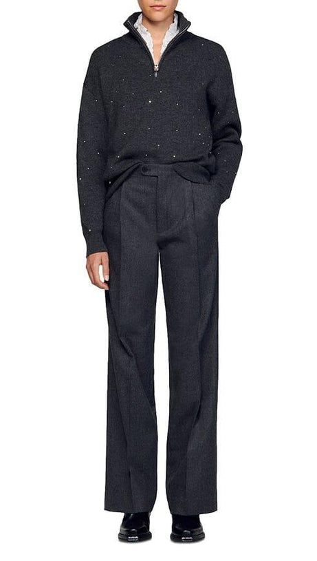 MAGLIONE OSY CON STRASS E ZIP A UN QUARTO 