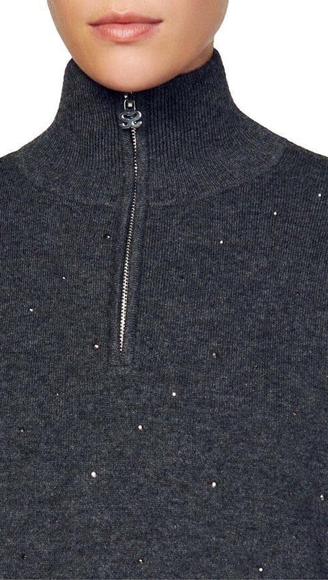 MAGLIONE OSY CON STRASS E ZIP A UN QUARTO 