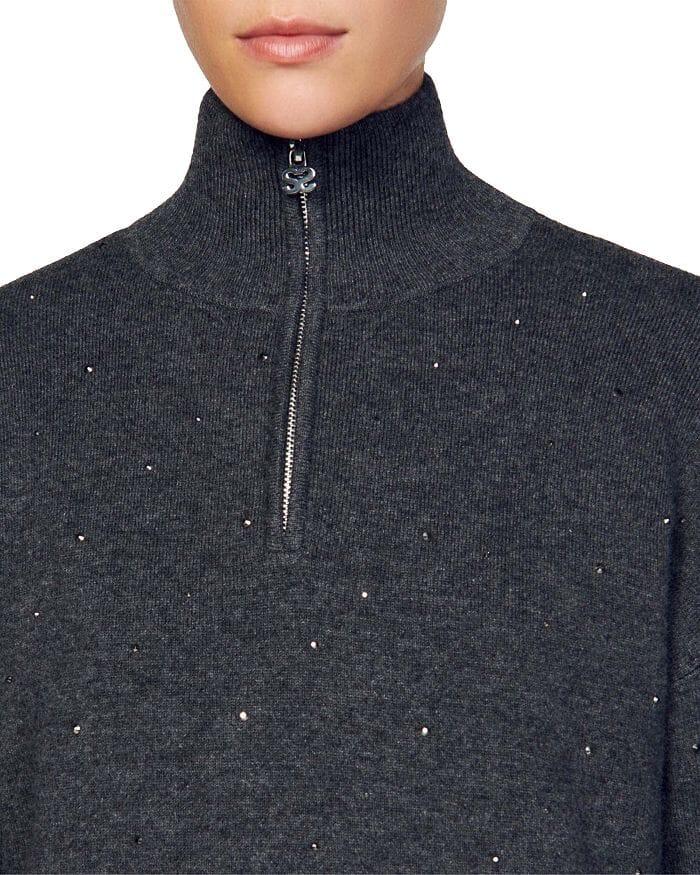 AIIZIE OSY RHINESTONE QUARTER ZIP SWEATER - product image