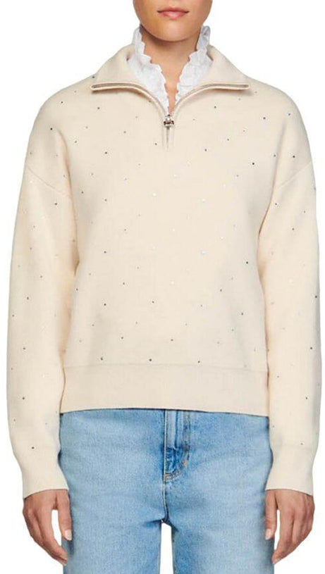 MAGLIONE OSY CON STRASS E ZIP A UN QUARTO 