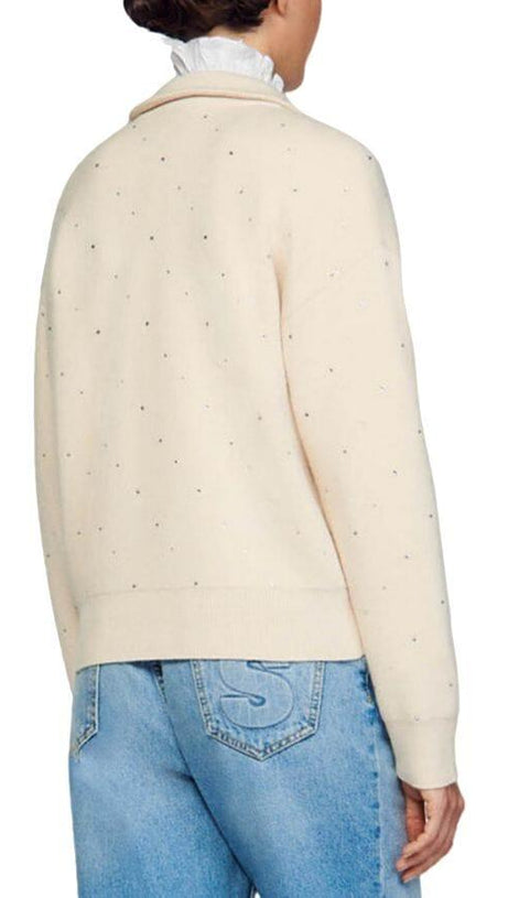 MAGLIONE OSY CON STRASS E ZIP A UN QUARTO 