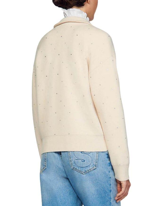 AIIZIE OSY RHINESTONE QUARTER ZIP SWEATER - product image