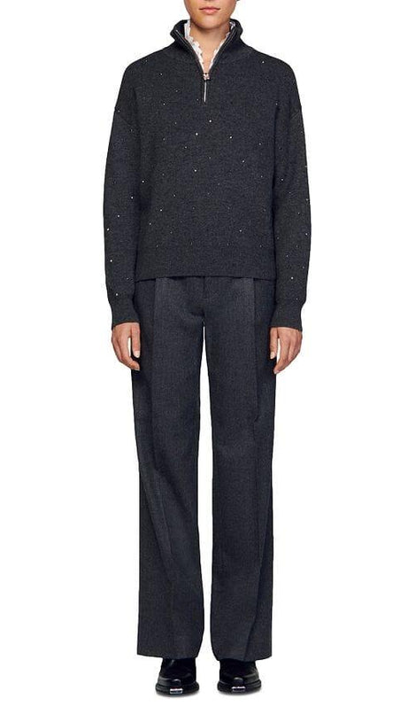 MAGLIONE OSY CON STRASS E ZIP A UN QUARTO 