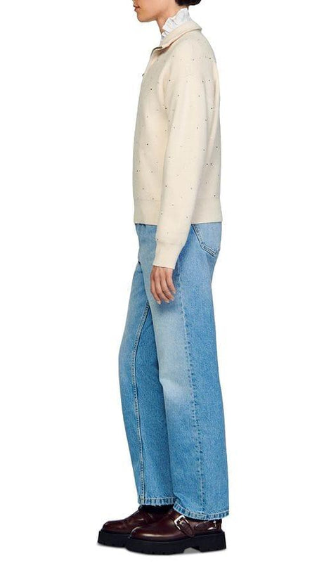 MAGLIONE OSY CON STRASS E ZIP A UN QUARTO 