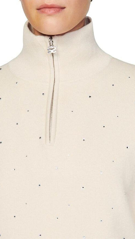 MAGLIONE OSY CON STRASS E ZIP A UN QUARTO 