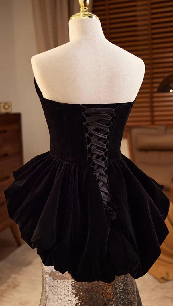 Patchwork-Meerjungfrauen-Maxikleid aus Samt