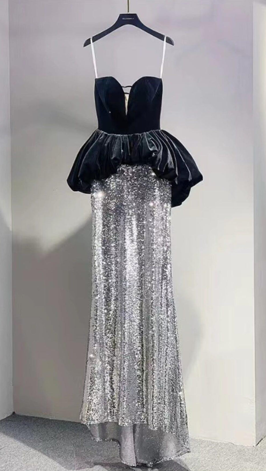 PATCHWORK VELVET MERMAID MAXI DRESS