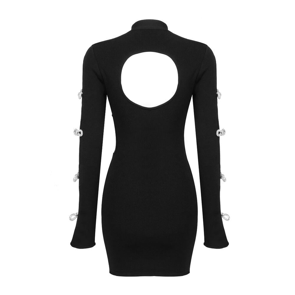AIIZIE BACKLESS HIP WRAP MINI DRESS IN BLACK - product image