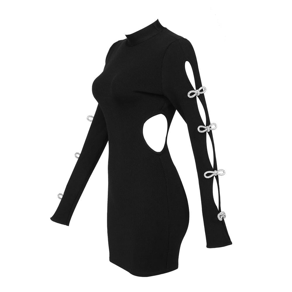 AIIZIE BACKLESS HIP WRAP MINI DRESS IN BLACK - product image