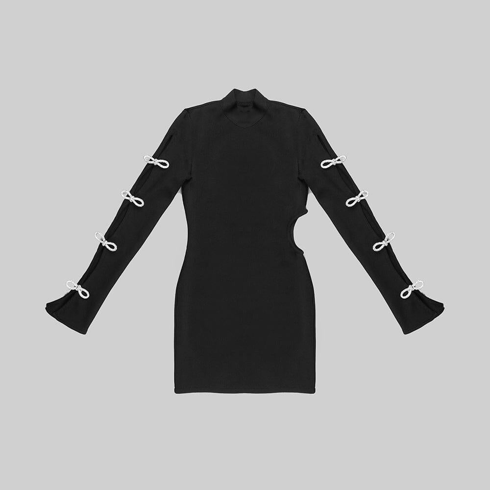 AIIZIE BACKLESS HIP WRAP MINI DRESS IN BLACK - product image