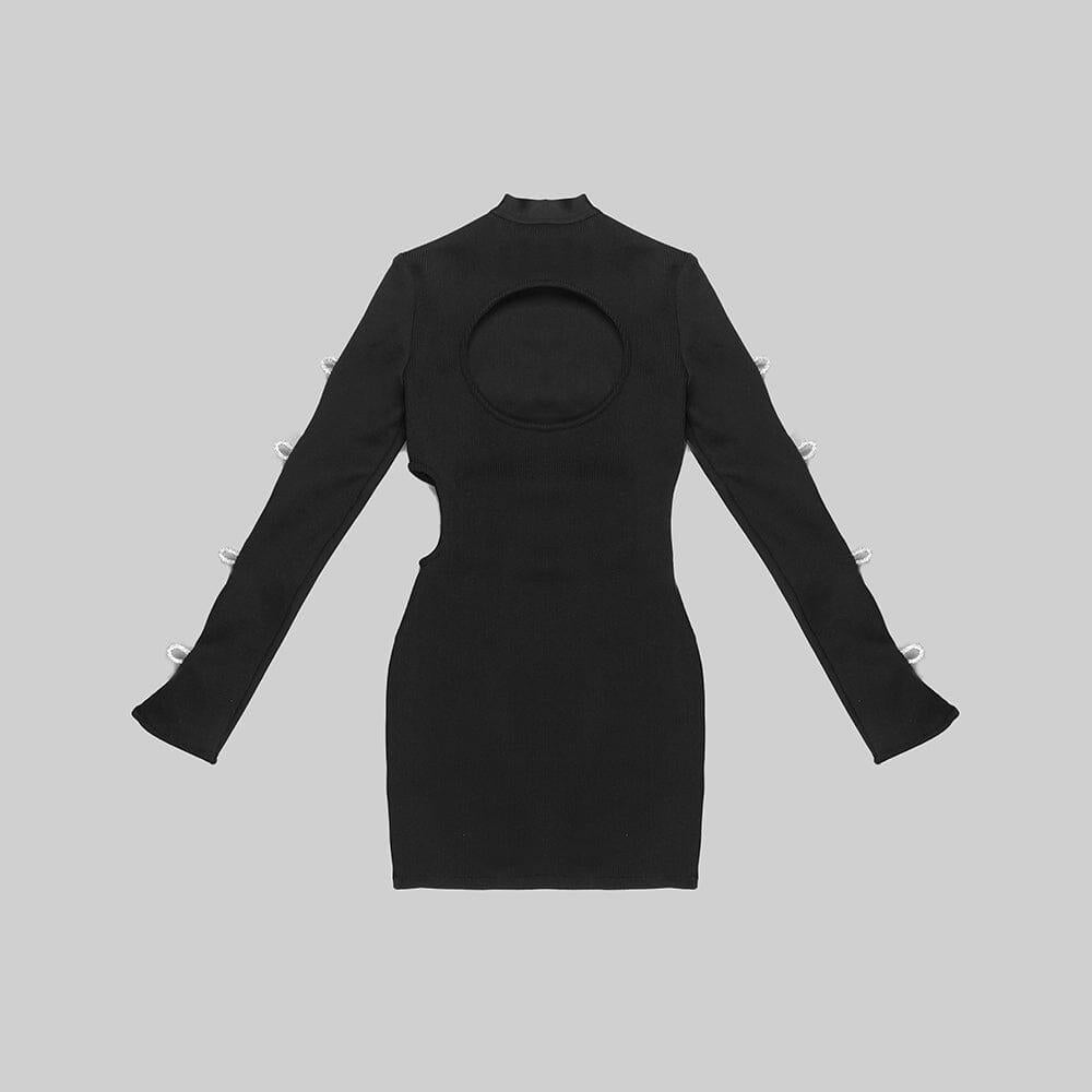 AIIZIE BACKLESS HIP WRAP MINI DRESS IN BLACK - product image