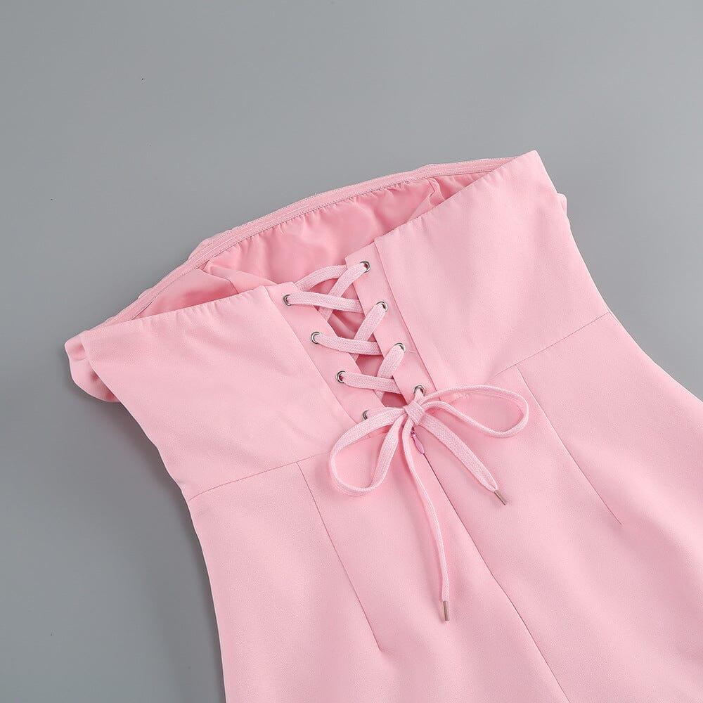 AIIZIE PINK ROSE FLORAL STRAPLESS MINI DRESS - product image