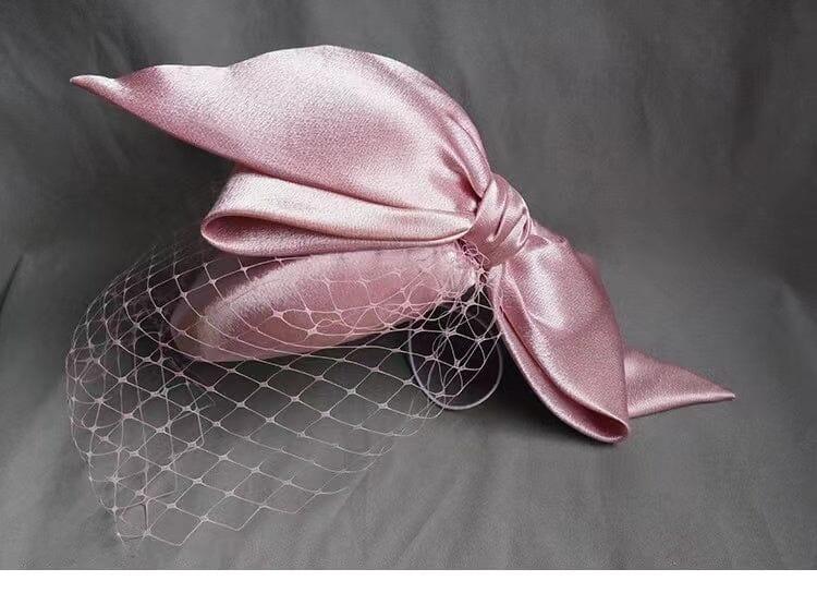 Rosa Satin-Schleier-Fascinator 