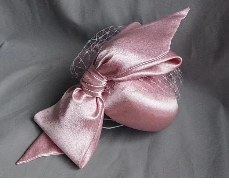 Rosa Satin-Schleier-Fascinator 