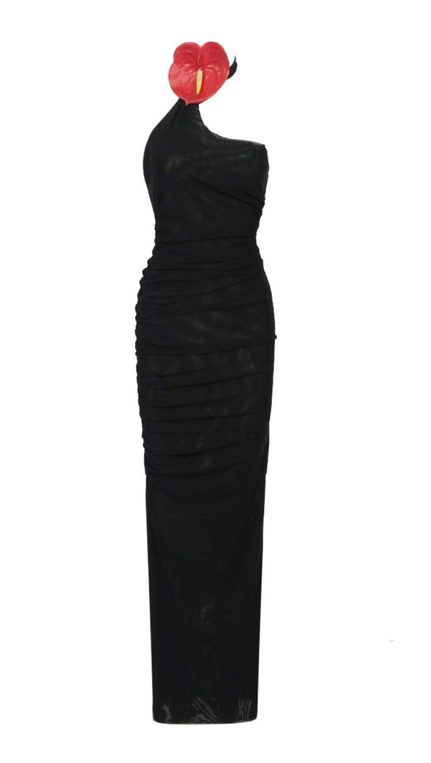 AIIZIE HALTER MESH MAXI DRESS IN BLACK - product image