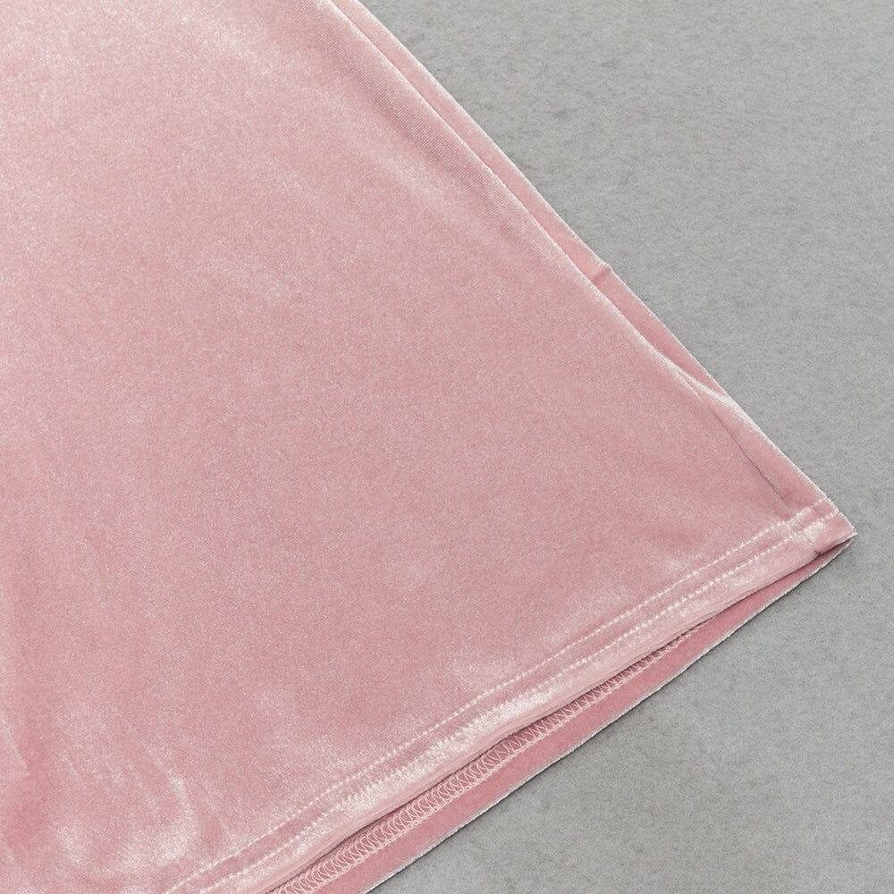 AIIZIE PINK SUSPENDER BACKLESS VELVET PLEATED HIP DRESS - product image