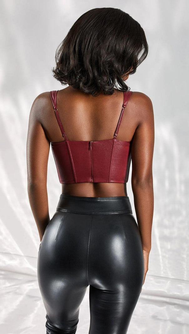 AIIZIE PU CORSET TOP IN BLACK - product image