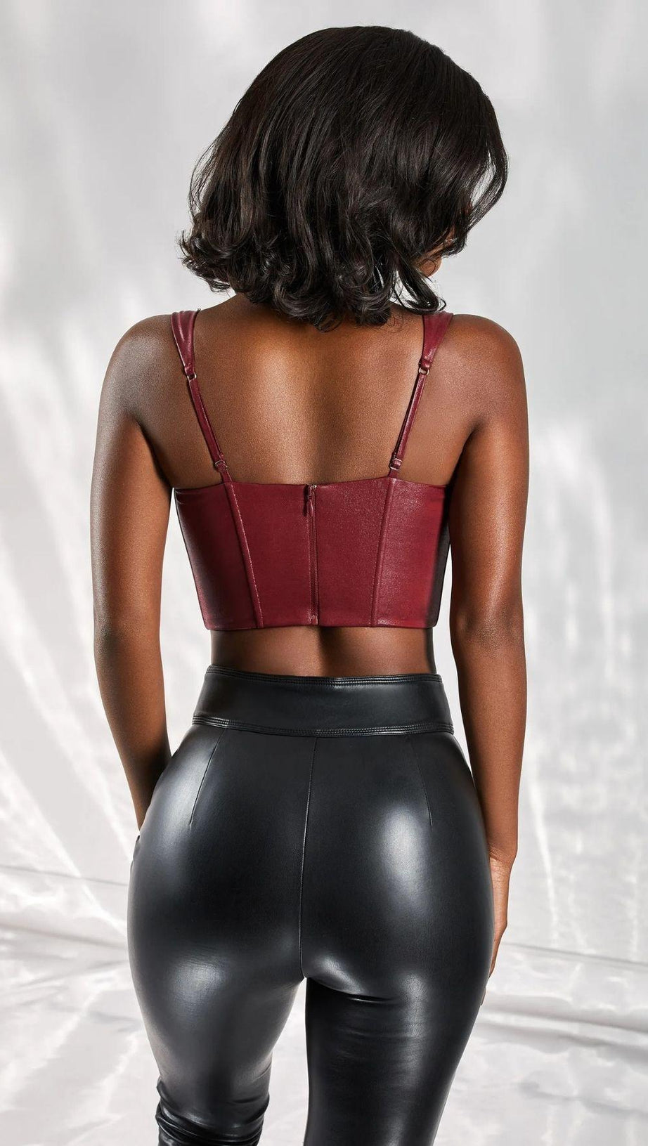 TOP CORSETTO IN PU NERO 