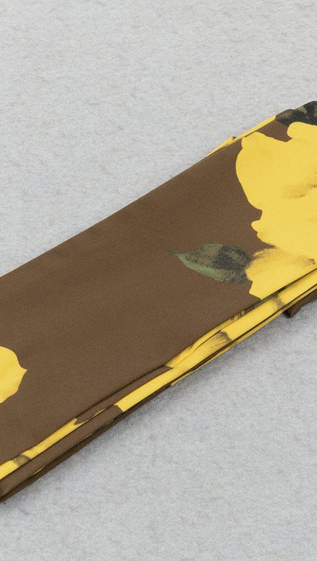 PUFF SLEEVE RETRO TUBE TOP PRINTED RUFFLE MAXI DRESS