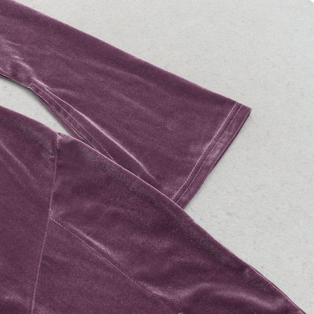 AIIZIE PURPLE THIN TRUMPET LONG-SLEEVED SLIM SLIT DRESS - product image