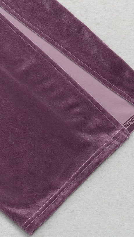 PURPLE THIN TRUMPET LONG-SLEEVED SLIM SLIT DRESS