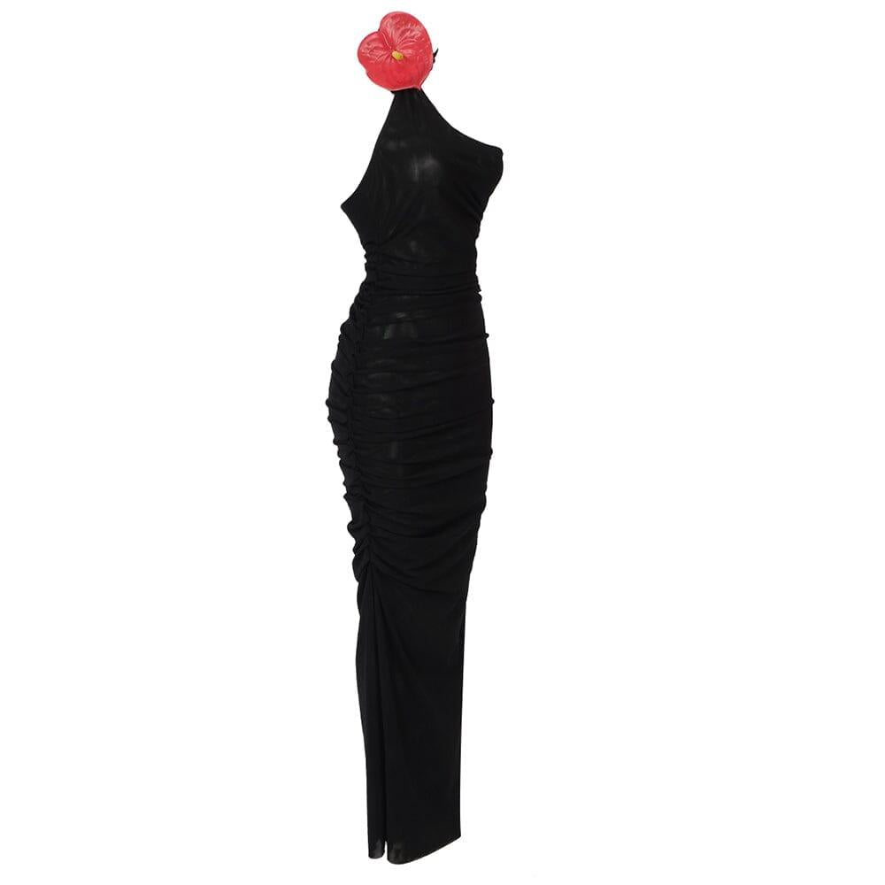 AIIZIE HALTER MESH MAXI DRESS IN BLACK - product image