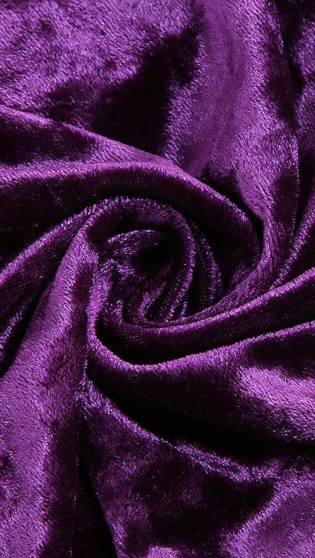 PURPLE V NECK RUCHED VELVET MINI DRESS