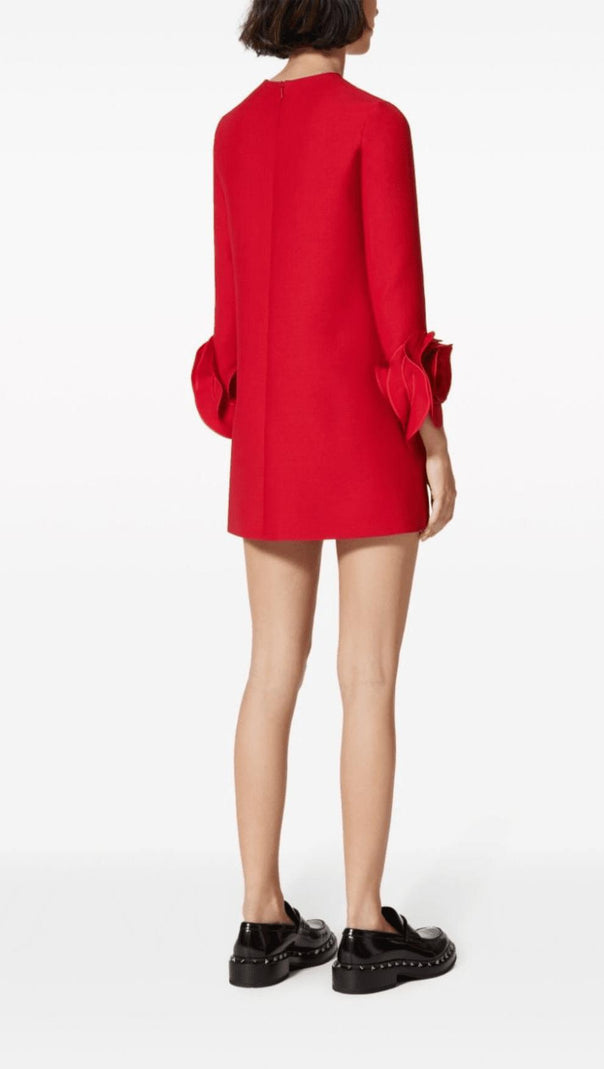 AIIZIE RED 3D FLORAL CREPE MINI DRESS - product image