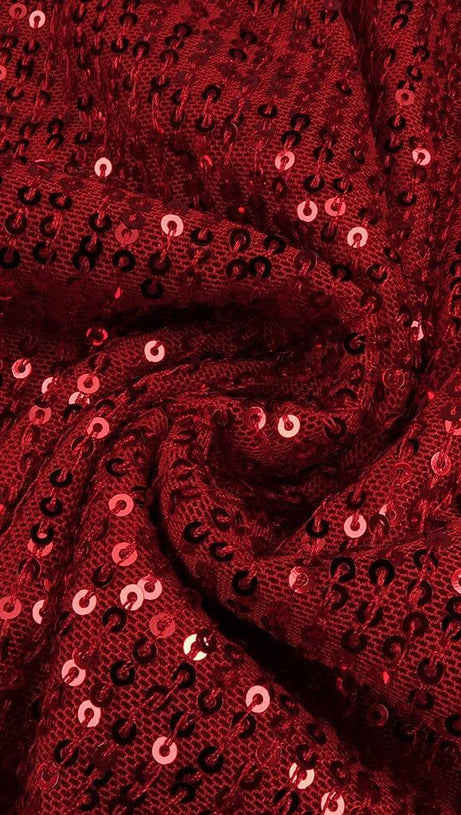 RED THREE-DIMENSIONAL ONE-SHOULDER FLORAL SEQUINED STRETCH DRESS