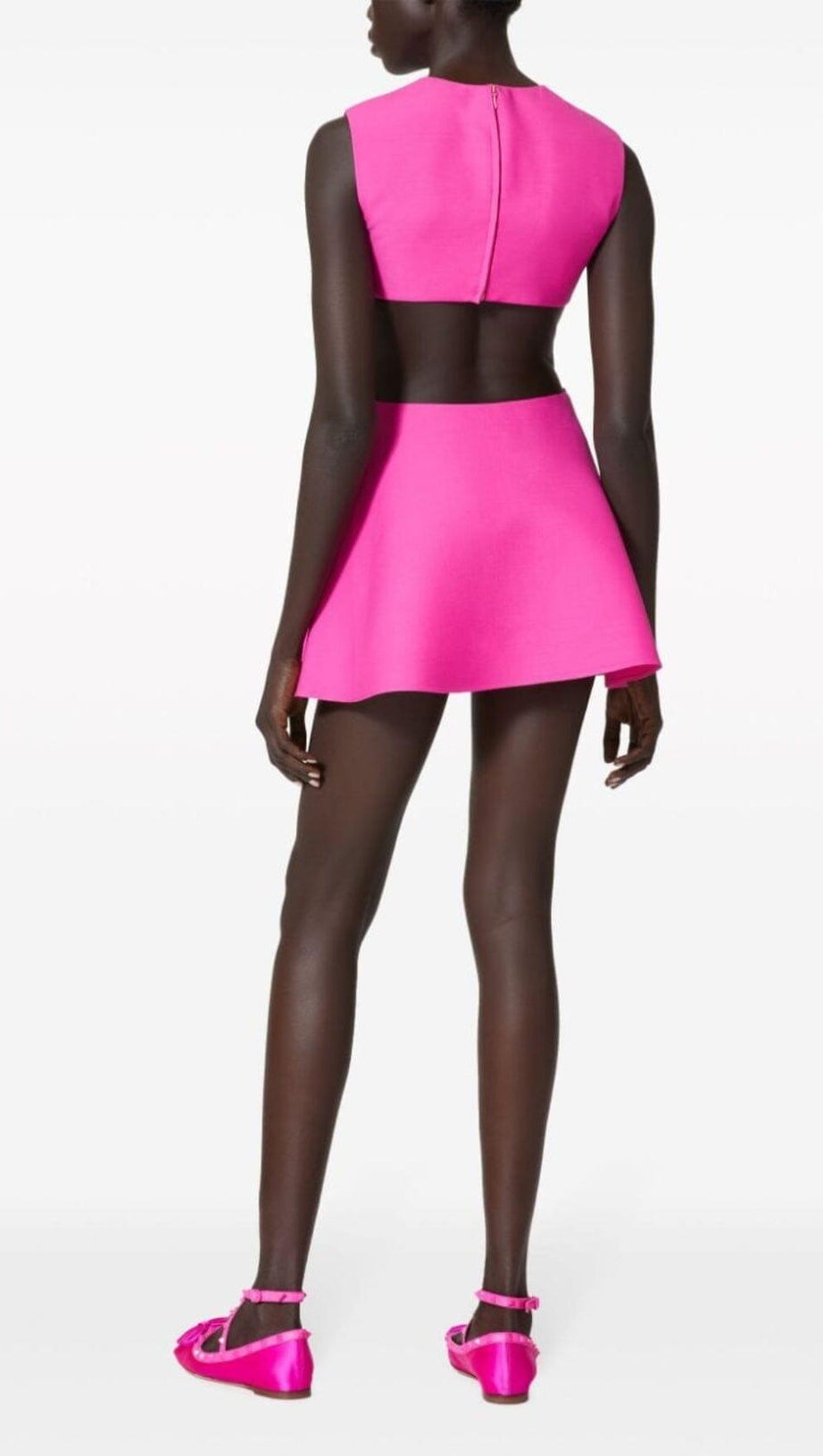 MINI ABITO CON APPLICAZIONI DI ROSE E TAGLIO