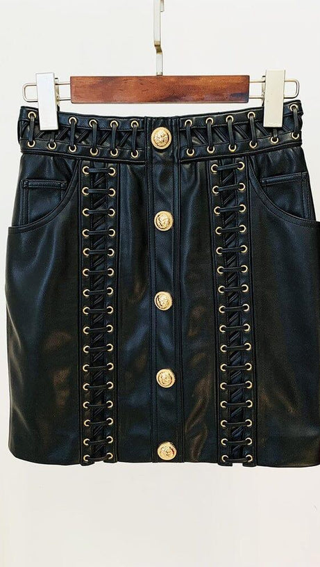 ROUND NECK HEAVY DUTY ROPE SHORT LEATHER JACKET SUIT