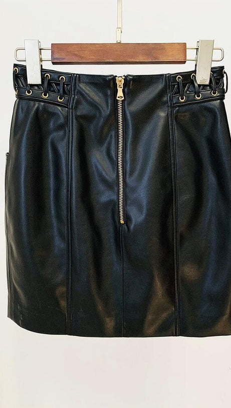 ROUND NECK HEAVY DUTY ROPE SHORT LEATHER JACKET SUIT