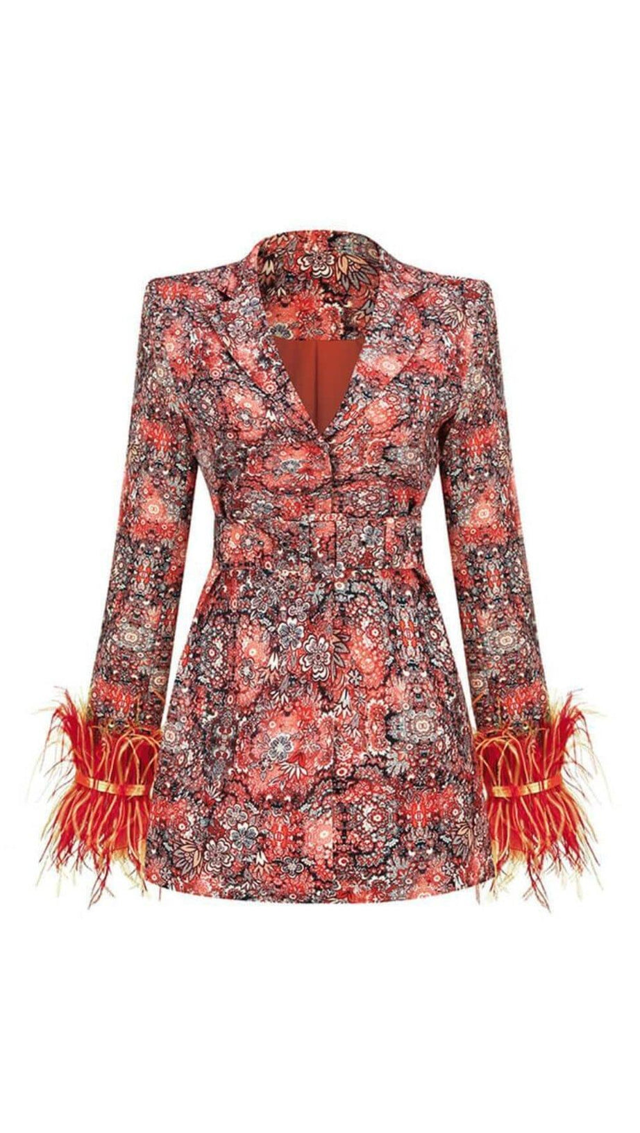 LONG SLEEVE FLORAL BLAZER DRESS