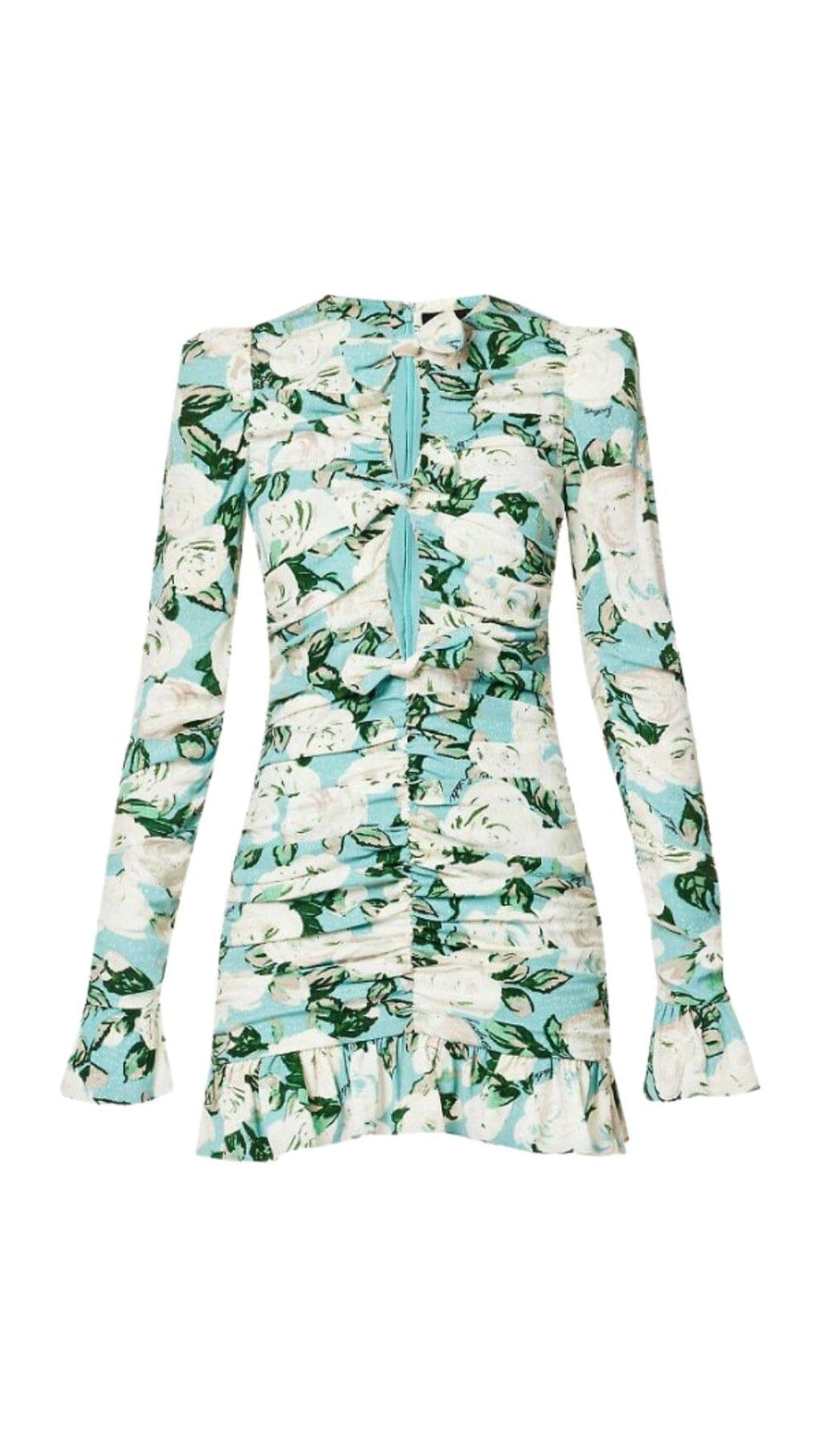 MINI ABITO A MANICHE LUNGHE CON VOLANT IN JACQUARD