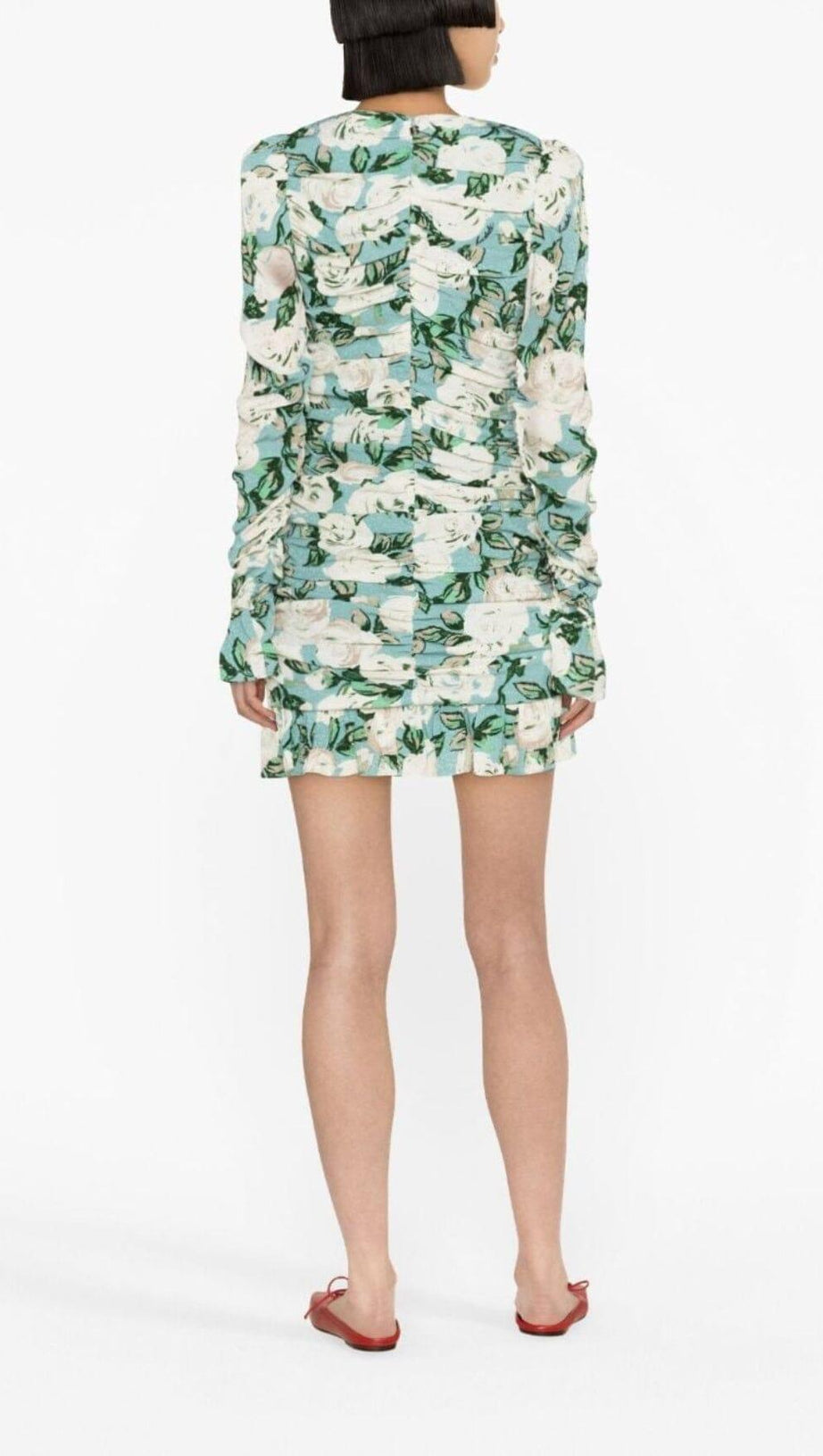 MINI ABITO A MANICHE LUNGHE CON VOLANT IN JACQUARD