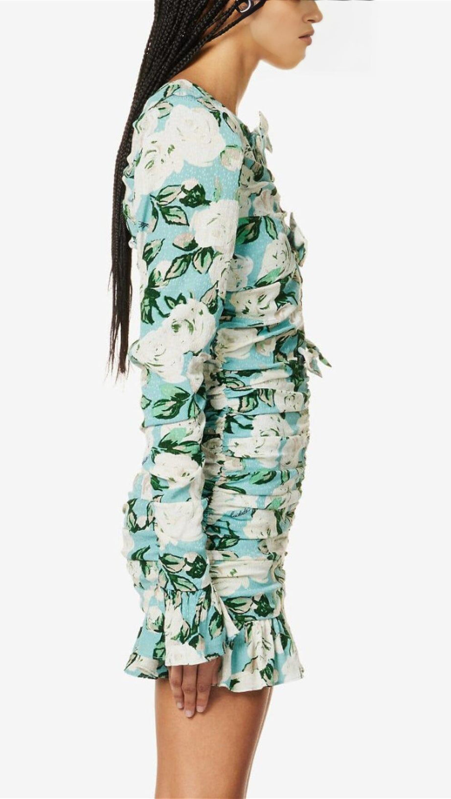 MINI ABITO A MANICHE LUNGHE CON VOLANT IN JACQUARD