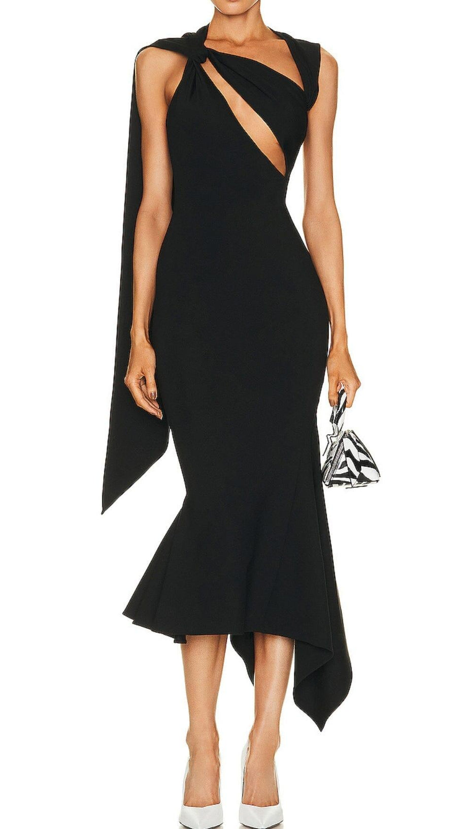 BACKLESS CUT OUT DRESS IN BLACK