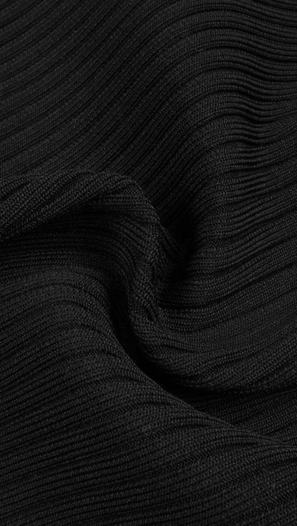 AIIZIE LONG SLEEVES SEXY HOLLOW OUT IRREGULAR BLACK BANDAGE BODYCON DRESS - product image