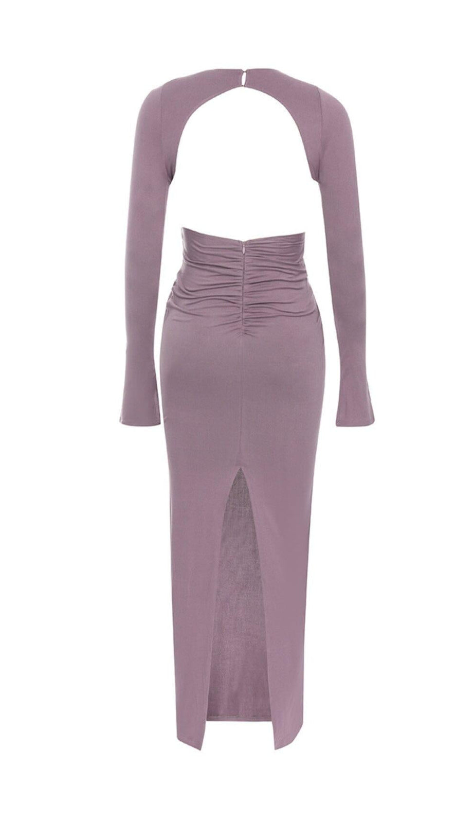 LONG-SLEEVED BACKLESS BODYCON MAXI DRESS