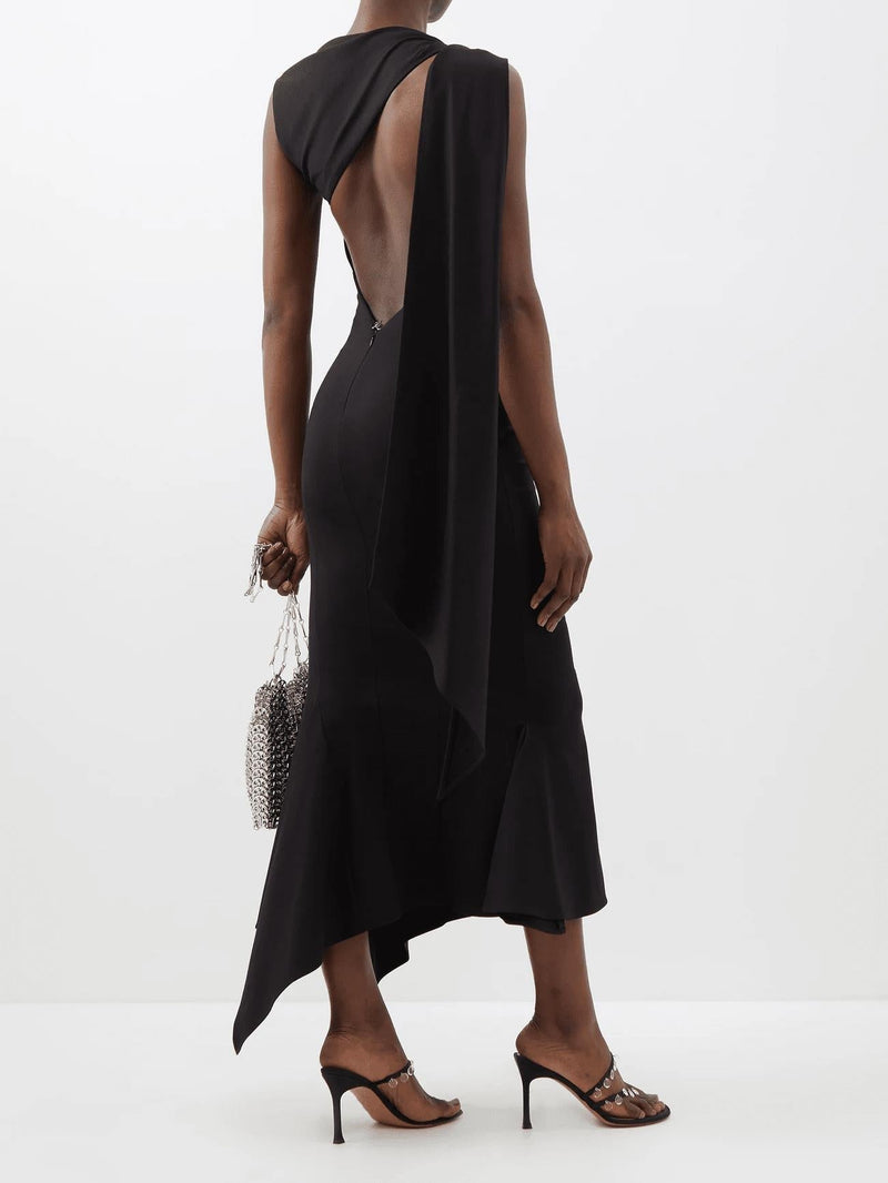 BACKLESS CUT OUT DRESS IN BLACK