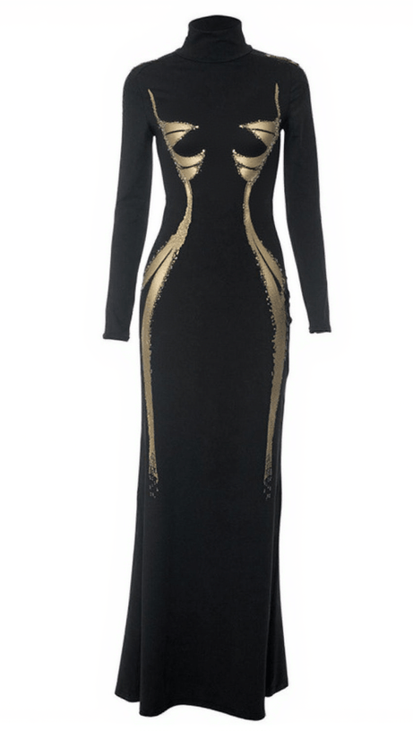 Lidal – Langärmliges Maxikleid mit Body-Print