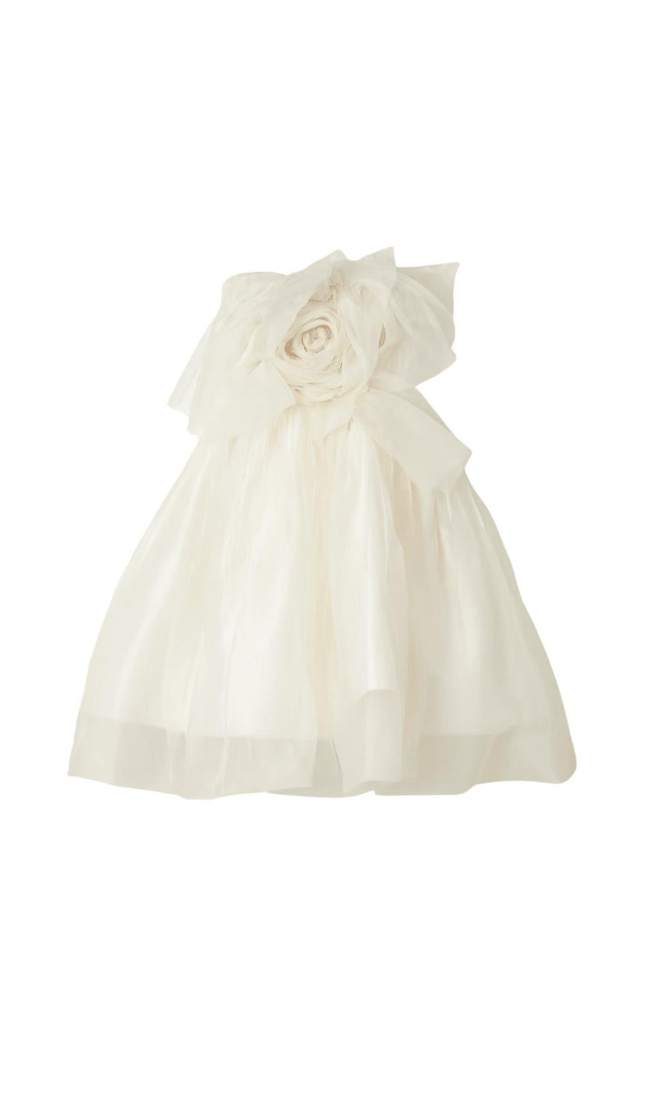 TRÄGERLOSES MINIKLEID AUS SEIDE UND ORGANZA MIT APPLIKATIONEN „LOTTIE“