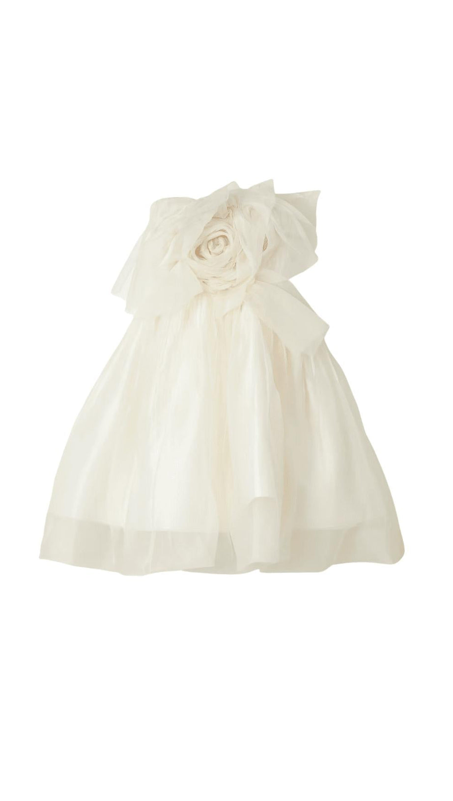 MINI ABITO IN ORGANZA DI SETA CON APPLICAZIONI LOTTIE SENZA SPALLINE
