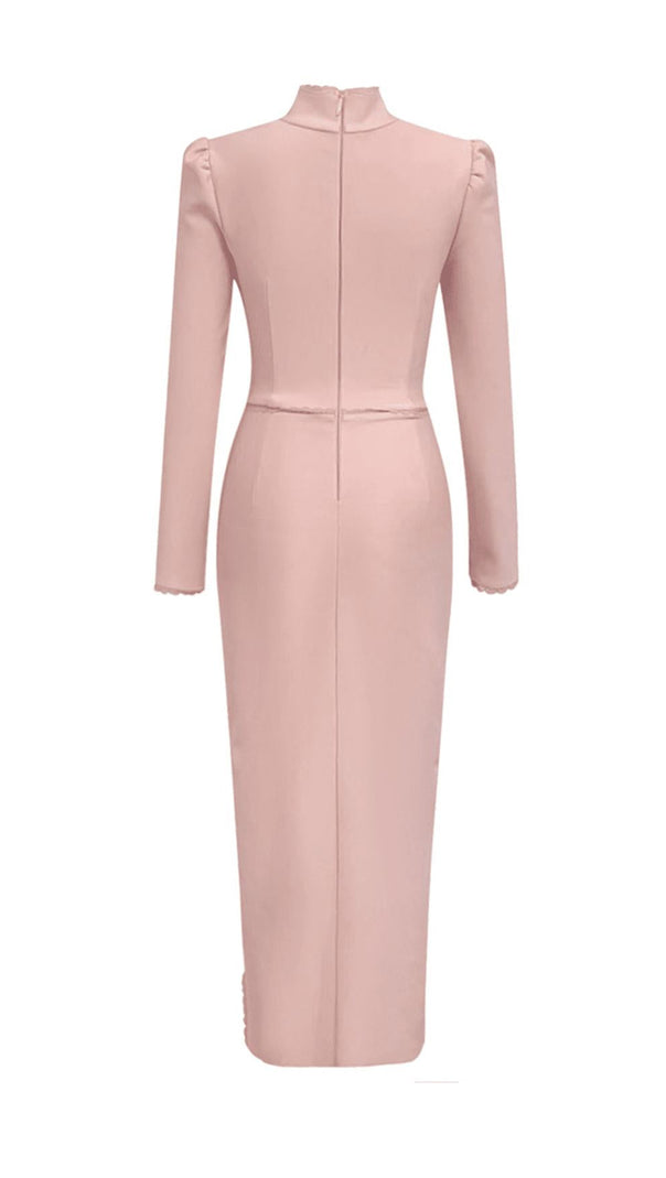 AIIZIE LOW-CUT LONG-SLEEVED SLIMMING TIGHT SLIT MAXI DRESS - product image
