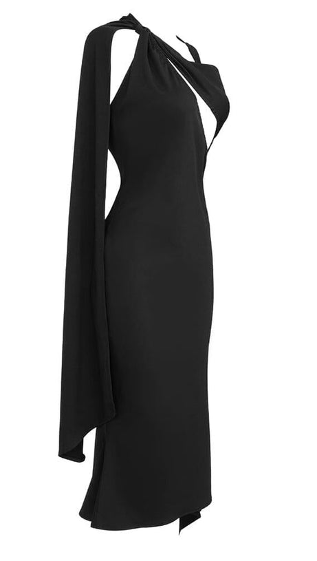 BACKLESS CUT OUT DRESS IN BLACK