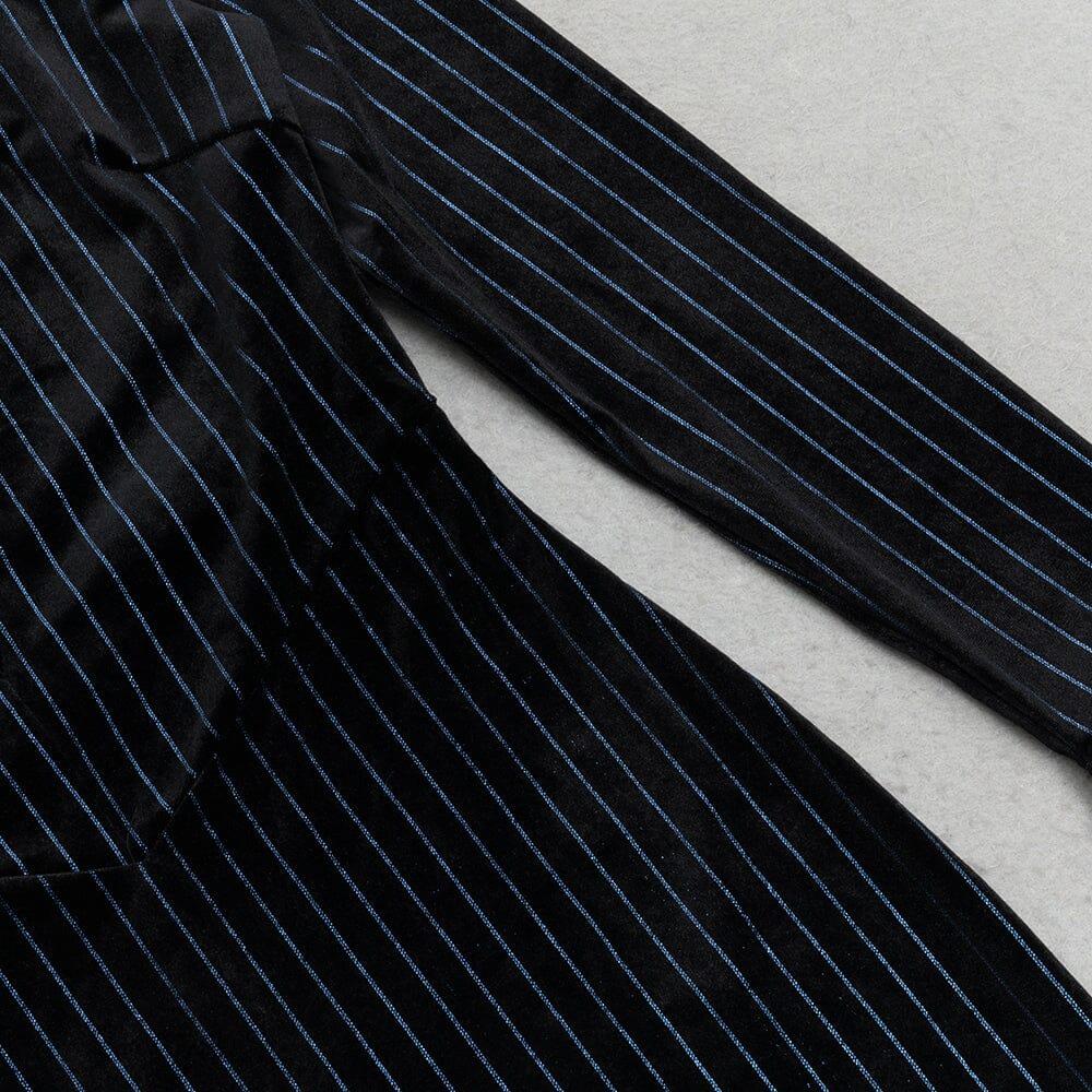 AIIZIE LOW-CUT LONG-SLEEVED STRIPED BODYCON MAXI DRESS - product image
