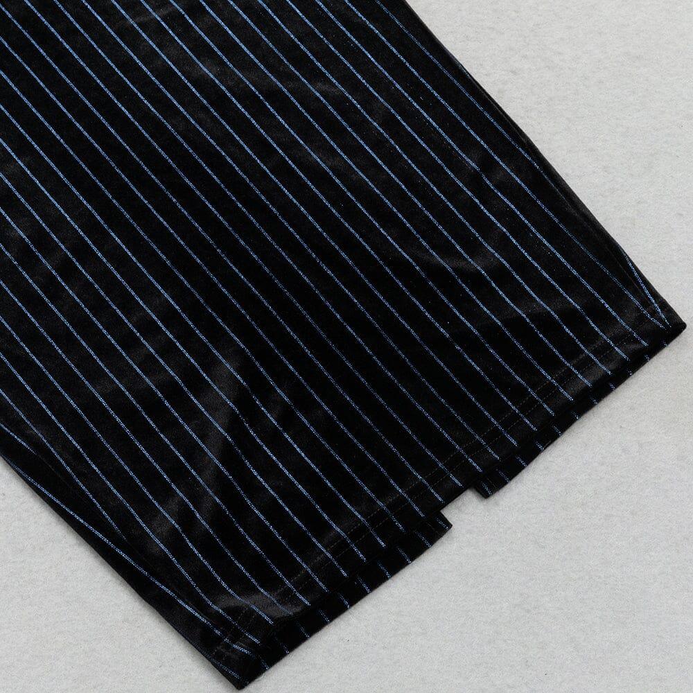 AIIZIE LOW-CUT LONG-SLEEVED STRIPED BODYCON MAXI DRESS - product image