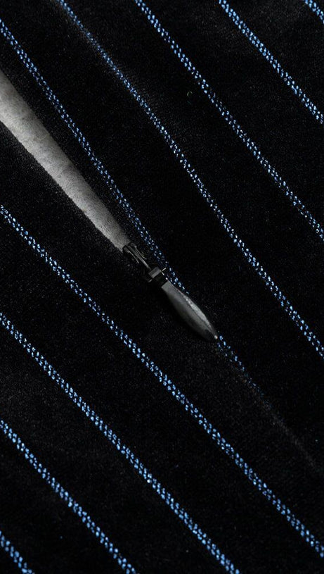 LOW-CUT LONG-SLEEVED STRIPED BODYCON MAXI DRESS