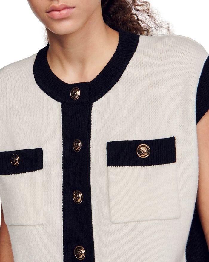 AIIZIE LUNEA TWO TONE SLEEVELESS COATIGAN - product image