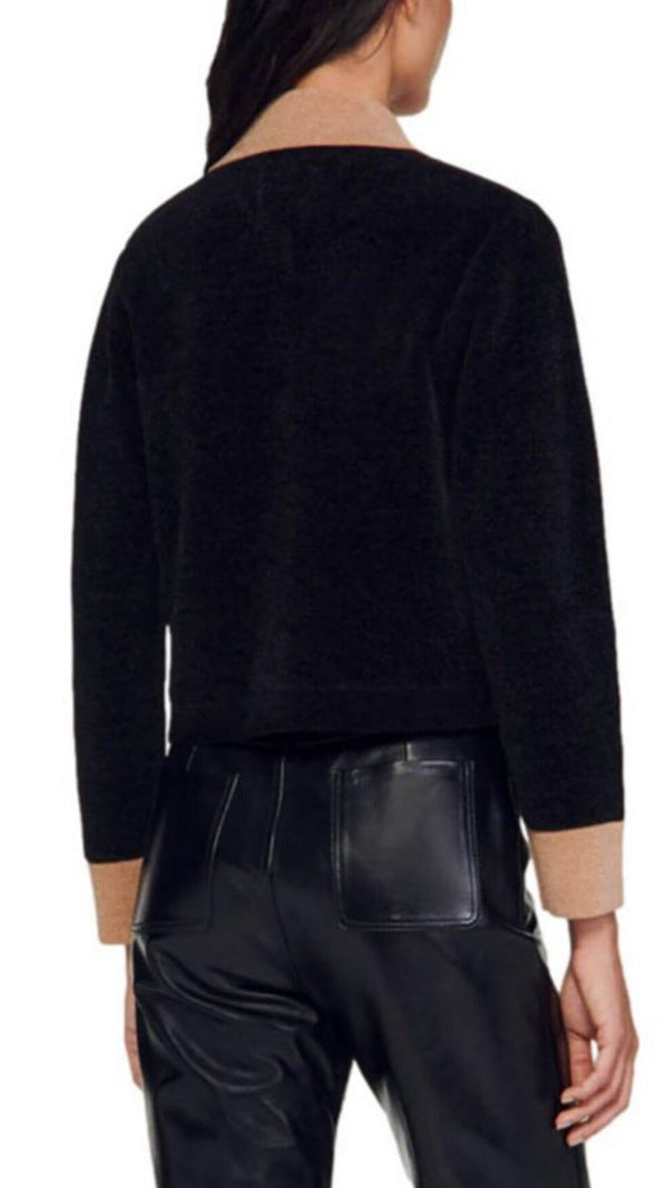 AIIZIE MARCELLO VELOUR KNIT CROPPED COATIGAN - product image